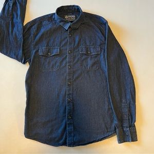 Snaps and Denim button up American Rag mens dark blue dress shirt men’s medium